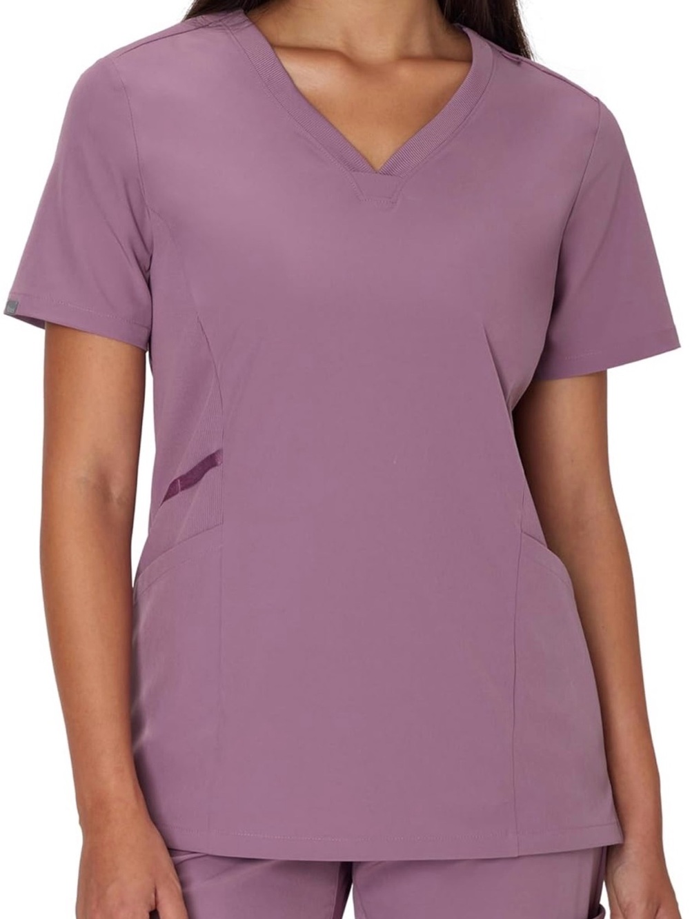 Hanes V-Neck Short Sleeve Scrub Top in Mauve